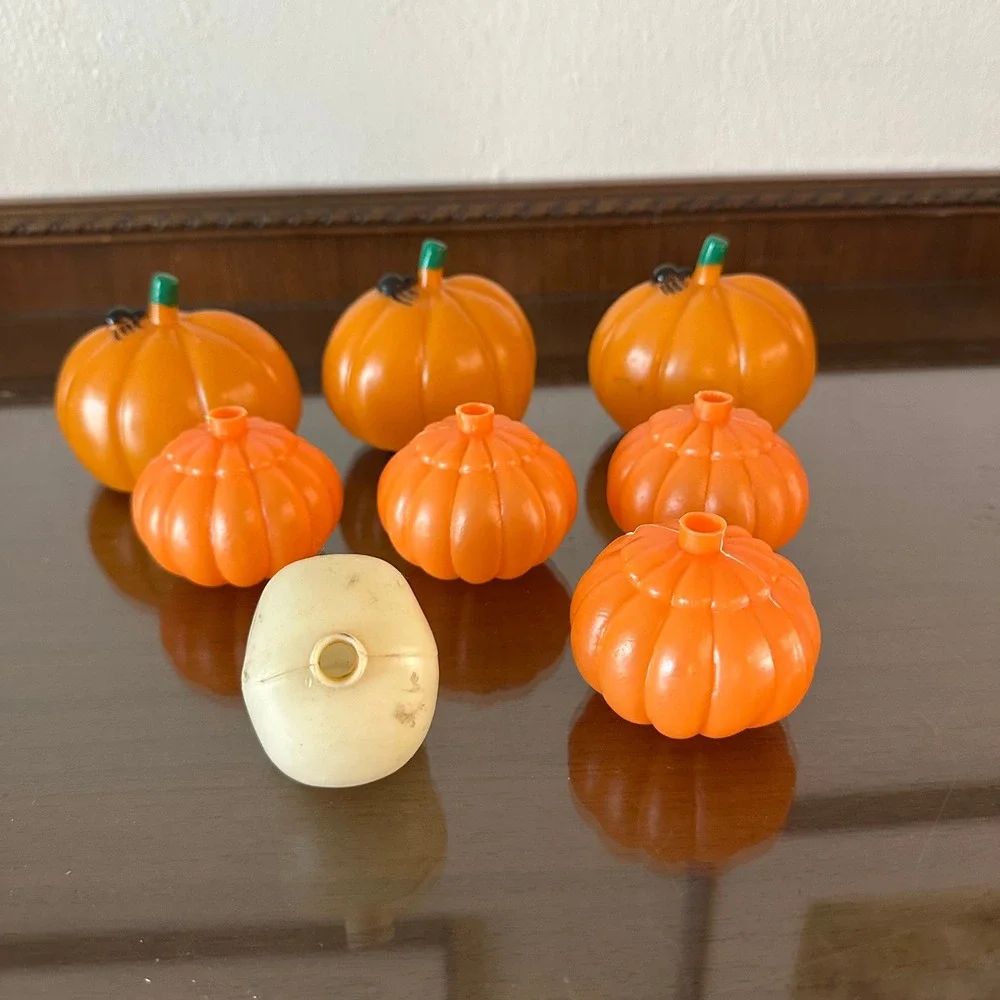 Vintage Halloween Blow Mold Light Cover Lot 7 Pumpkins 1 Skull Retro Decor